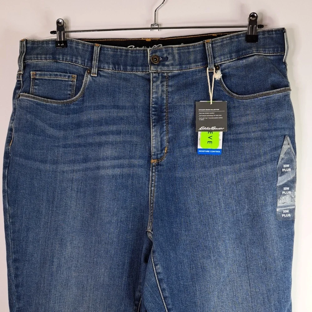 New Eddie Bauer Voyager High Rise Straight Sorbtek Blue Jeans Size 20W - Picture 3 of 17